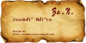 Zsinkó Nóra névjegykártya